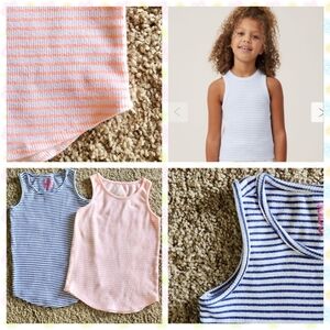 Cotton On Kids striped tank top bundle Size 6 coral blue white